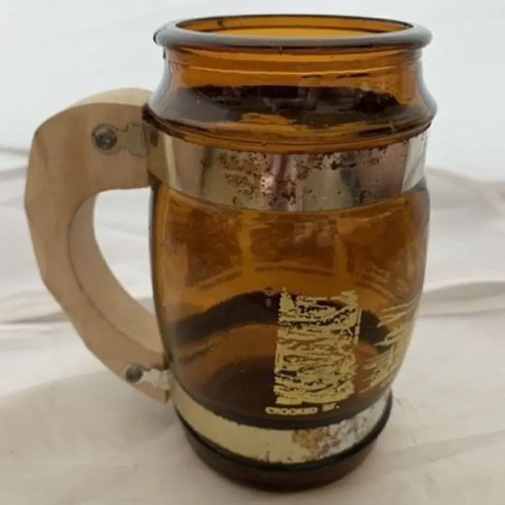 Vintage San Francisco Souvenir Brown Glass Mug Wood Handle